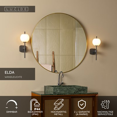 Lucide ELDA - Wandleuchte Badezimmer - 1xG9 - IP44 - Schwarz